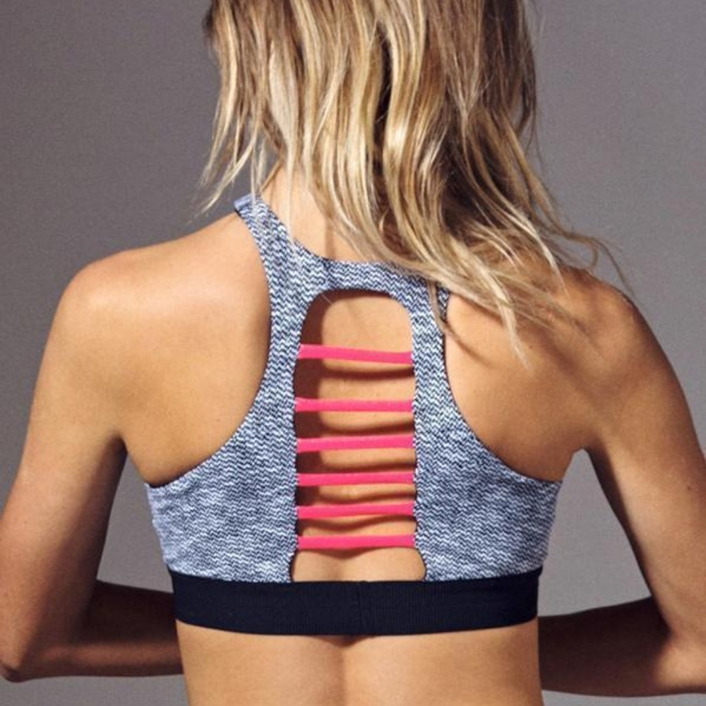 Blue Life↠↠ Herringbone High Neck Sports Bra XS